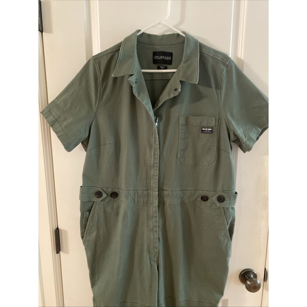 WildFang The Essential High Waisted Coverall Green Overall Size 1X Utility - Picture 4 of 12
